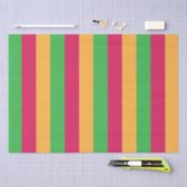 Groene Roze Oranje Verticale Strepen Tissuepapier (Craft)