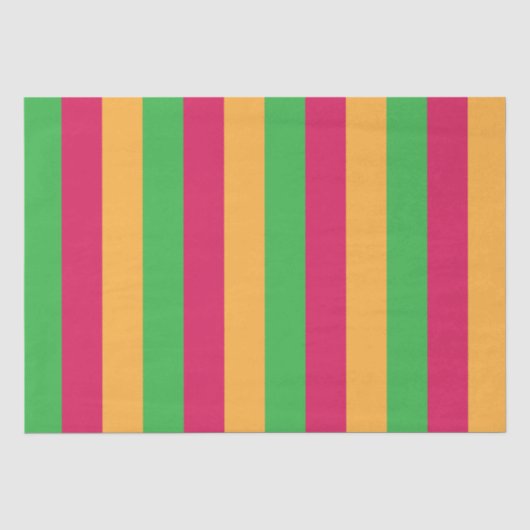 Groene Roze Oranje Verticale Strepen Tissuepapier (Voorkant)