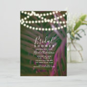 Groene Roze Palmbladeren Lichten Bruidsdouche Kaart (Staand voorkant)