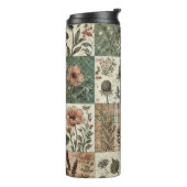 Groene Roze Patchwork Dekbed Rustieke Retro Boho Thermosbeker (Gedraaid links)