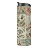 Groene Roze Patchwork Dekbed Rustieke Retro Boho Thermosbeker (Geroteerd rechts)