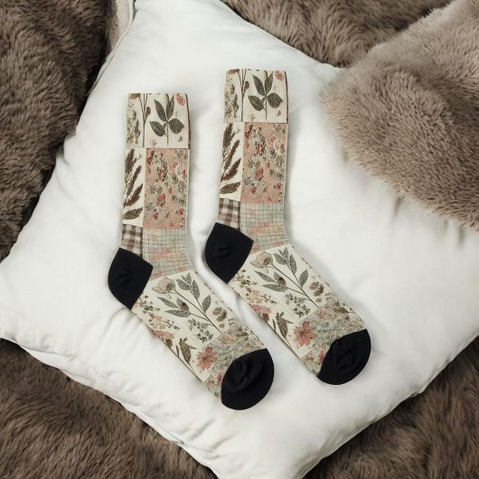Groene & Roze Patchwork Quilt Rustieke Quilt Boho Sokken