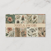 Groene Roze Quilt en Patchwork Handgemaakte Kledin Visitekaartje (Voorkant)