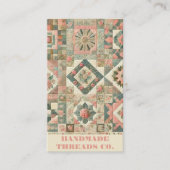 Groene Roze Quilt en Patchwork Handgemaakte Kledin Visitekaartje (Voorkant)