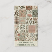 Groene Roze Quilt en Patchwork Handgemaakte Kledin Visitekaartje (Voorkant)