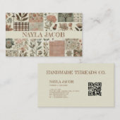 Groene Roze Quilt en Patchwork Handgemaakte Kledin Visitekaartje (Voorkant / Achterkant)