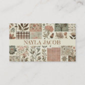 Groene Roze Quilt en Patchwork Handgemaakte Kledin Visitekaartje (Voorkant)