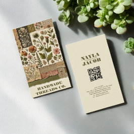 Groene Roze Quilt en Patchwork Handgemaakte Kledin Visitekaartje