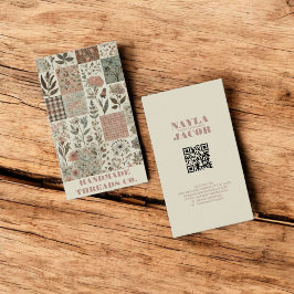 Groene Roze Quilt en Patchwork Handgemaakte Kledin Visitekaartje