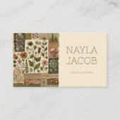 Groene Roze Quilt en Patchwork Handgemaakte Kledin Visitekaartje (Voorkant)