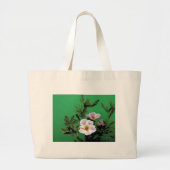 groene roze roze bloemen, Elegant Grote Tote Bag (Voorkant)