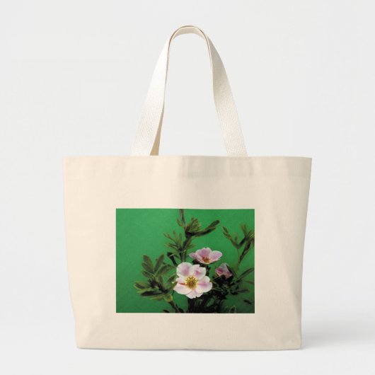 groene roze roze bloemen, Elegant Grote Tote Bag (Voorkant)
