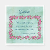 Groene & Roze Rozen Dankbaarheid Servet (Voorkant)