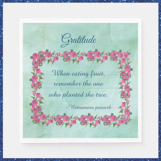 Groene & Roze Rozen Dankbaarheid Servet