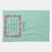  Groene & Roze Rozen Dankbaarheid Theedoek (Horizontaal)