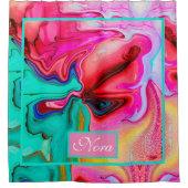 Groene roze, stijlvolle Waterverf marmer personali Douchegordijn (Voorkant)