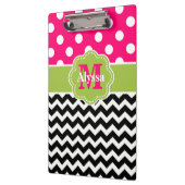 Groene roze Stippen Chevron gepersonaliseerd Klembord (Links)
