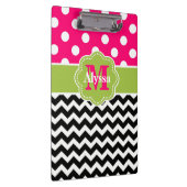 Groene roze Stippen Chevron gepersonaliseerd Klembord (Rechts)