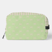 Groene Roze Streep Boog Patroon Coquette Cosmetica Toilettasje (Achterkant)