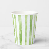 Groene Roze Strepen Flamingo Verjaardag Papieren Bekers (Achterkant)
