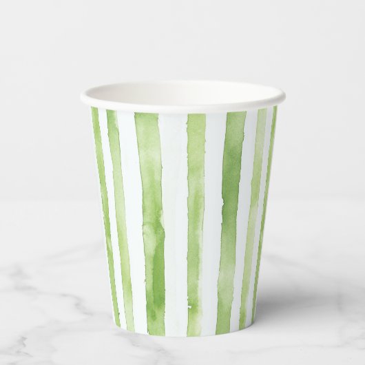 Groene Roze Strepen Flamingo Verjaardag Papieren Bekers (Achterkant)