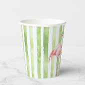 Groene Roze Strepen Flamingo Verjaardag Papieren Bekers (Rechts)