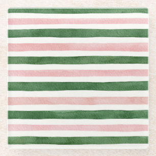 Groene Roze Strepen Glazen Onderzetter