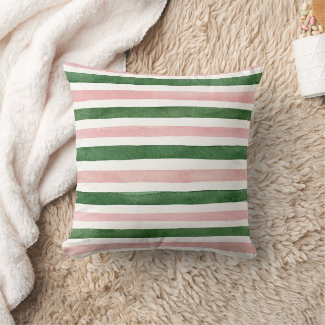 Groene Roze Strepen Kussen (Deken)