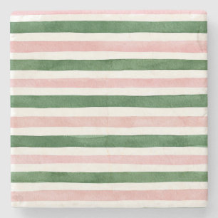 Groene Roze Strepen Stenen Onderzetter