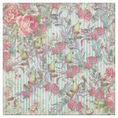 groene roze strepen vogel stof (Swatch)