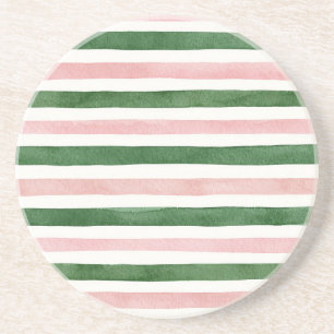 Groene Roze Strepen Zandsteen Onderzetter