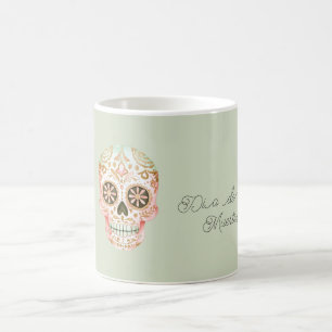Groene Roze Suiker Skull Día de los Muertos Koffiemok