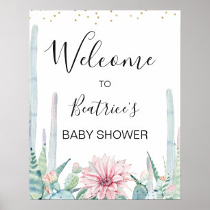 Groene roze Taco Bout een Baby Baby shower Welkom Poster