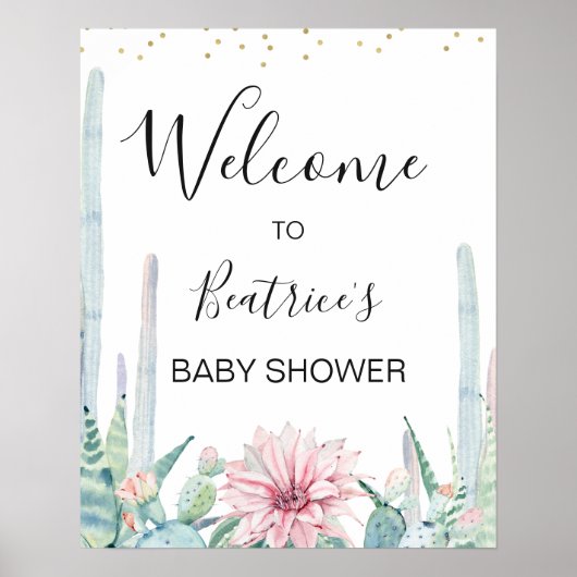 Groene roze Taco Bout een Baby Baby shower Welkom Poster (Voorkant)