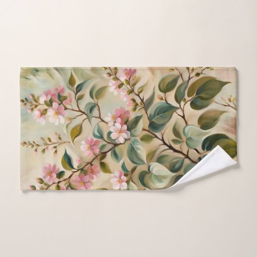 Groene Roze Tak Badhanddoeken Bad Handdoek (Handdoek)