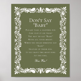 Groene Roze Talavera Tegel Dont Zeg Baby shower Sp Poster