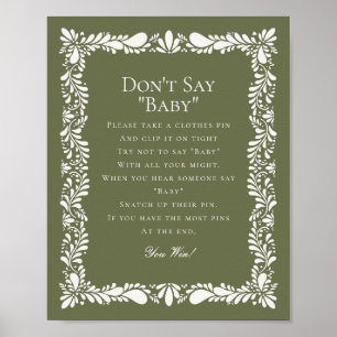 Groene Roze Talavera Tegel Dont Zeg Baby shower Sp Poster