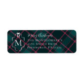Groene & Roze Tartan | Aangepast monogram kerst Etiket (Voorkant)