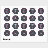 Groene & Roze Tartan | Aangepaste monogram feestda Ronde Sticker (Vel)