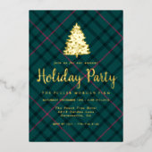 Groene & Roze Tartan | bedrijfsfeest Folie Uitnodiging (Voorkant)