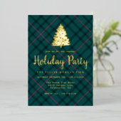 Groene & Roze Tartan | bedrijfsfeest Folie Uitnodiging (Staand Voorkant)