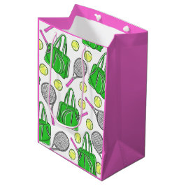 Groene roze Tennis Racquet Bag Preppy Gift Bag Medium Cadeauzakje
