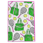 Groene roze Tennis Racquet Bag Preppy Gift Bag Medium Cadeauzakje (Voorkant)