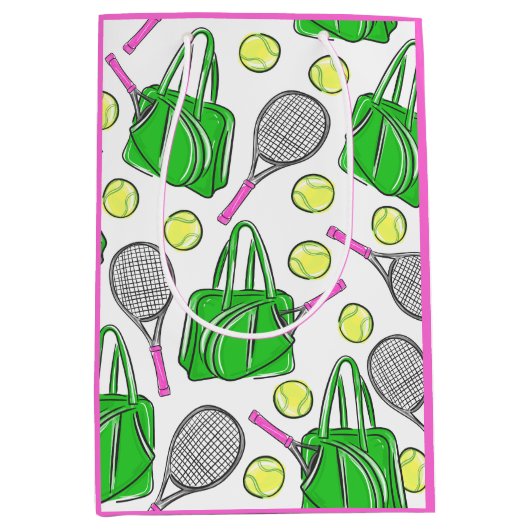 Groene roze Tennis Racquet Bag Preppy Gift Bag Medium Cadeauzakje (Voorkant)