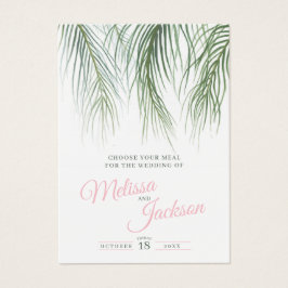 Groene roze tropische palmbruinmaaltijd, keuzekaar visitekaartje