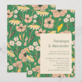  groene roze tuinbouwbruiloft kaart (Voorkant / Achterkant)