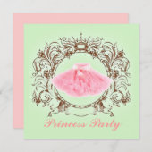 Groene Roze Tutu Prinses Verjaardagsfeestje uitnod Kaart (Voorkant / Achterkant)