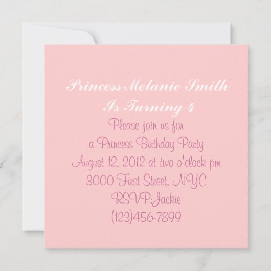 Groene Roze Tutu Prinses Verjaardagsfeestje uitnod Kaart (Achterkant)