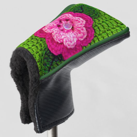 Groene roze ventilatorontwerper haakdruk golfheadcover (3/4 voorkant)