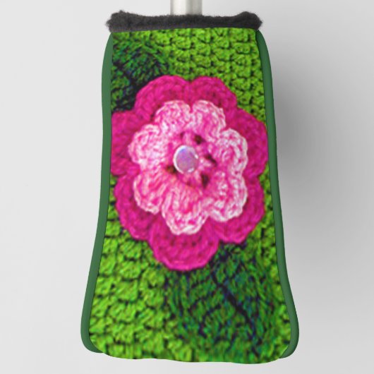 Groene roze ventilatorontwerper haakdruk golfheadcover (Draai 90)